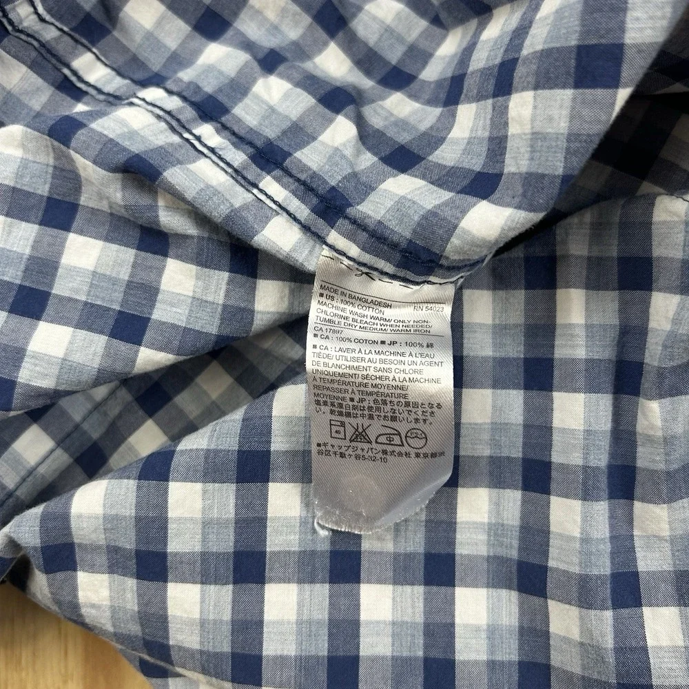 Banana Republic Mens Shirt Soft Wash Standard Fit Button Up Plaid Cotton Medium